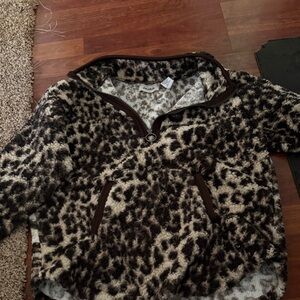 Leopard Print Fuzzy Sweatshirt